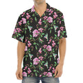 Vintage Floral Hummingbird Print Aloha Shirt