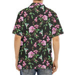 Vintage Floral Hummingbird Print Aloha Shirt