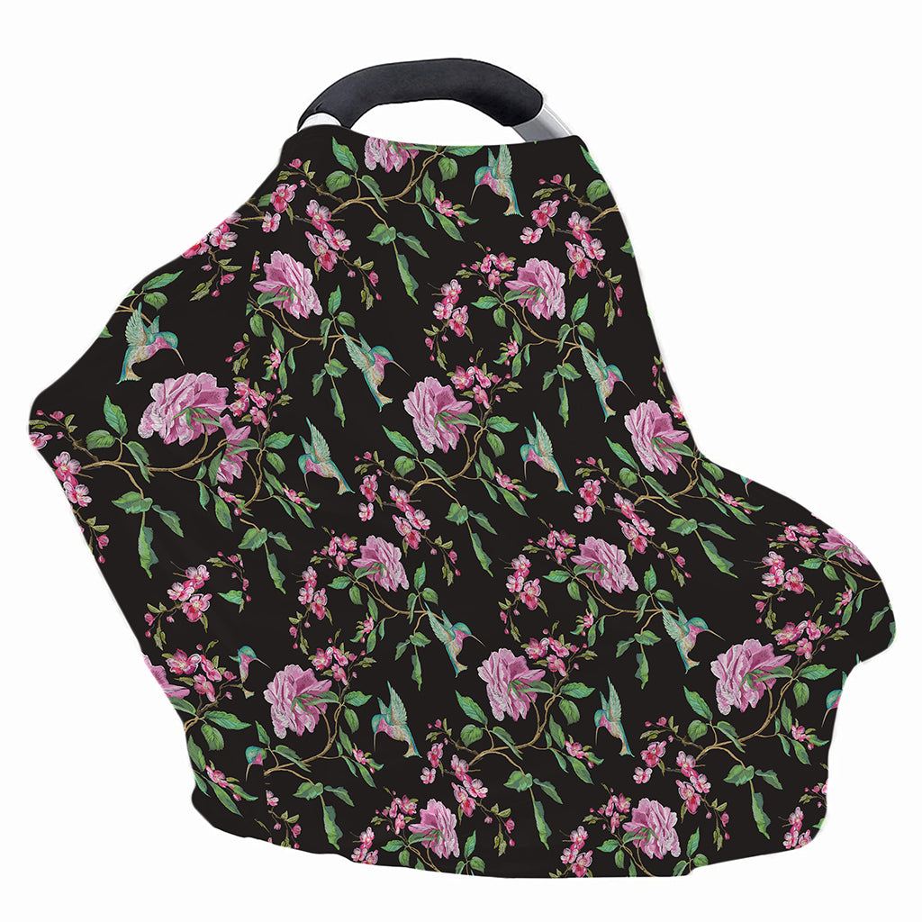 Vintage Floral Hummingbird Print Baby Seat Cover