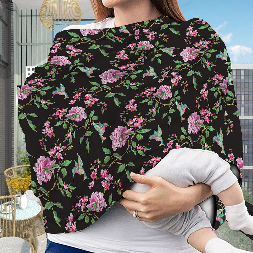 Vintage Floral Hummingbird Print Baby Seat Cover