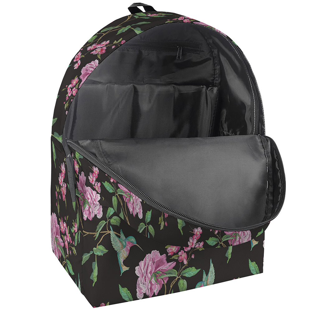 Vintage Floral Hummingbird Print Backpack