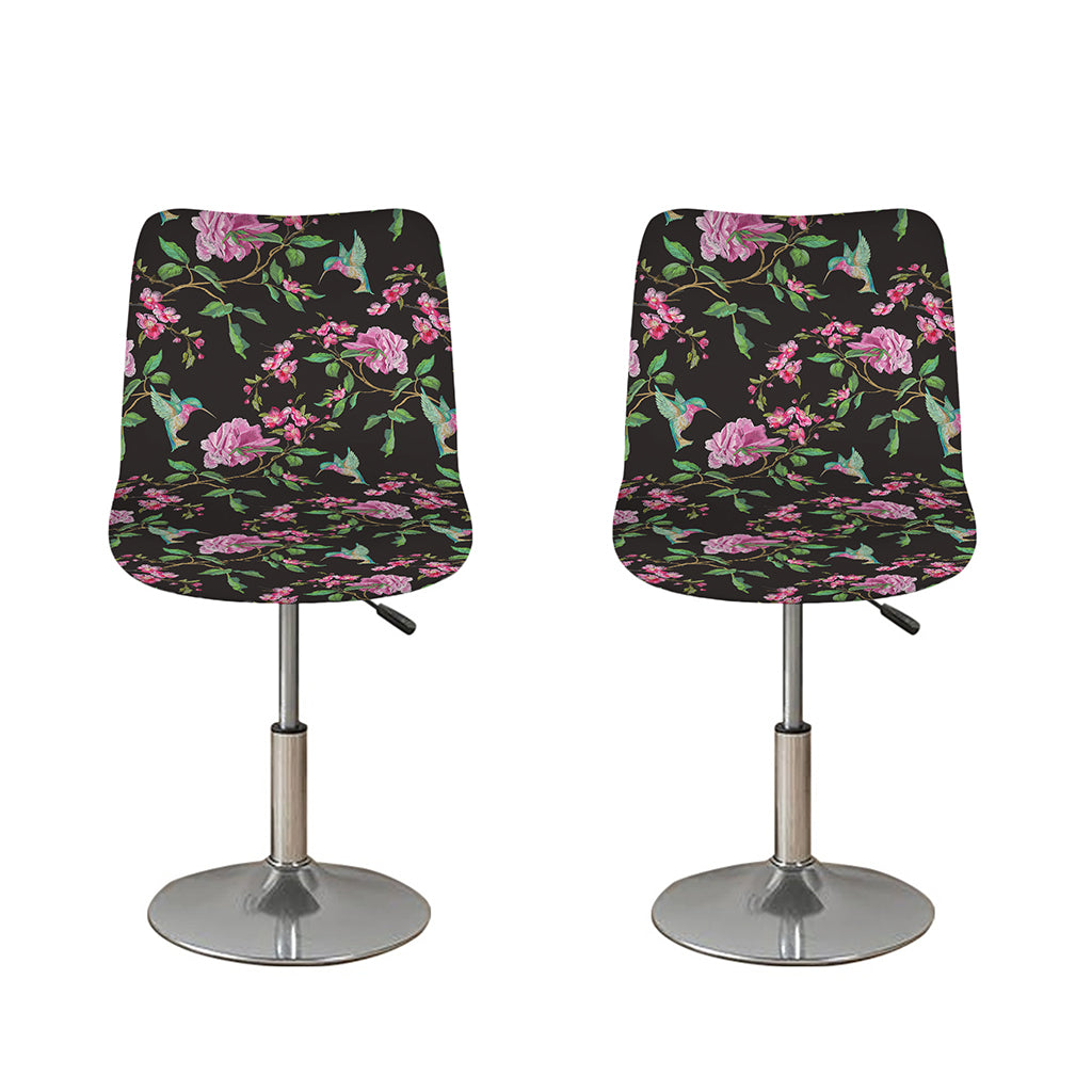 Vintage Floral Hummingbird Print Bar Stool Covers