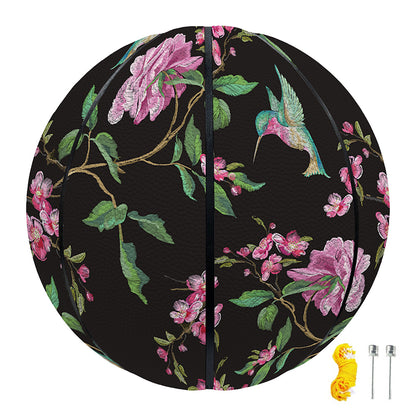 Vintage Floral Hummingbird Print Basketball