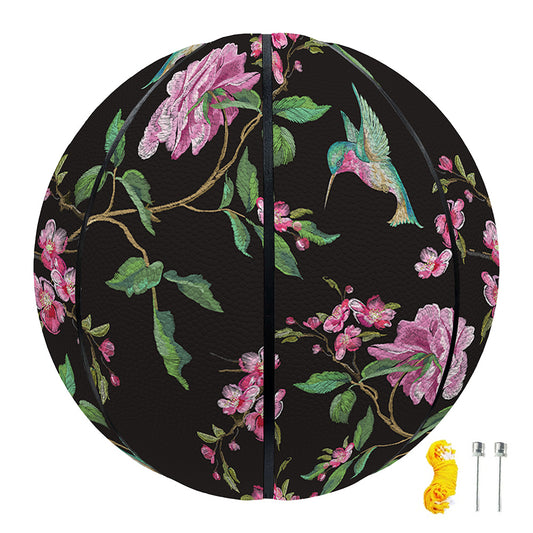 Vintage Floral Hummingbird Print Basketball