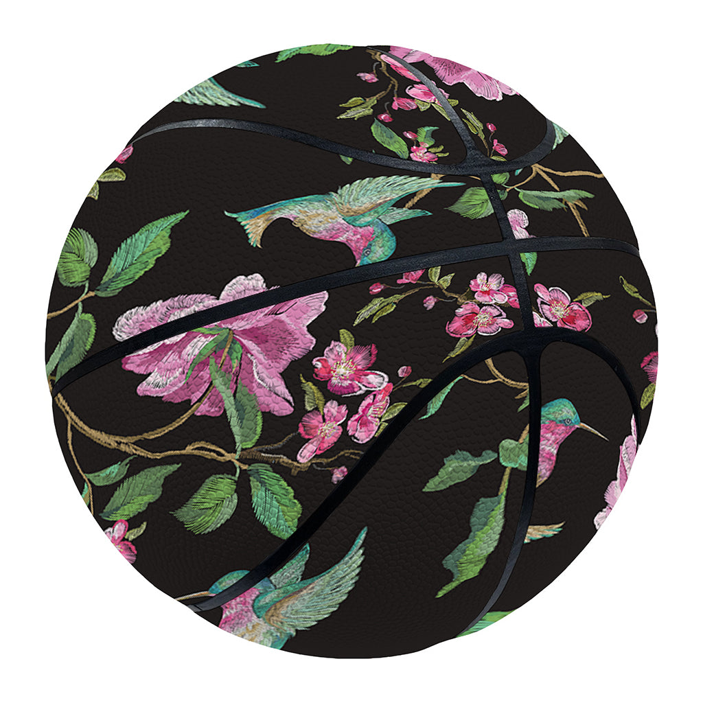 Vintage Floral Hummingbird Print Basketball