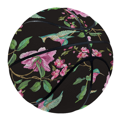Vintage Floral Hummingbird Print Basketball