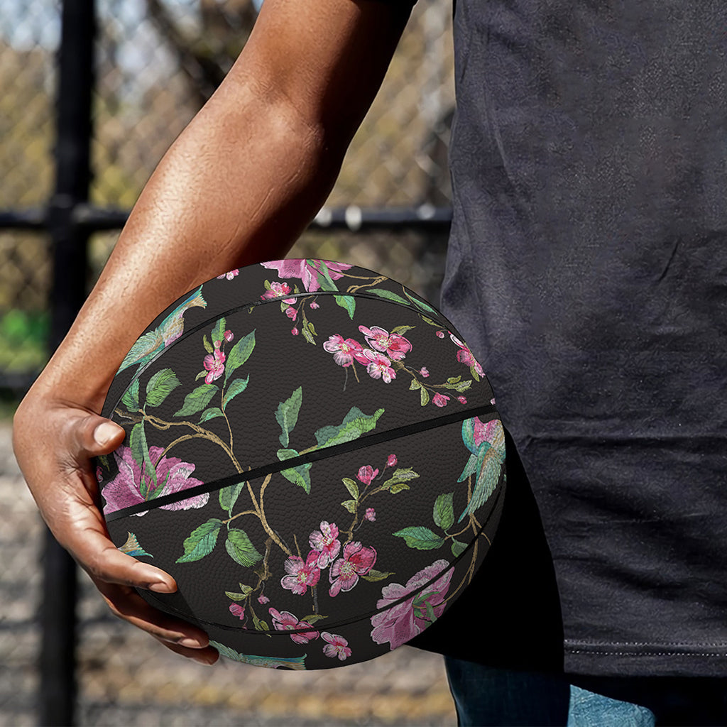 Vintage Floral Hummingbird Print Basketball