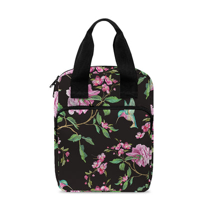 Vintage Floral Hummingbird Print Bible Tote Bag