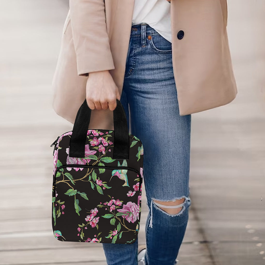 Vintage Floral Hummingbird Print Bible Tote Bag
