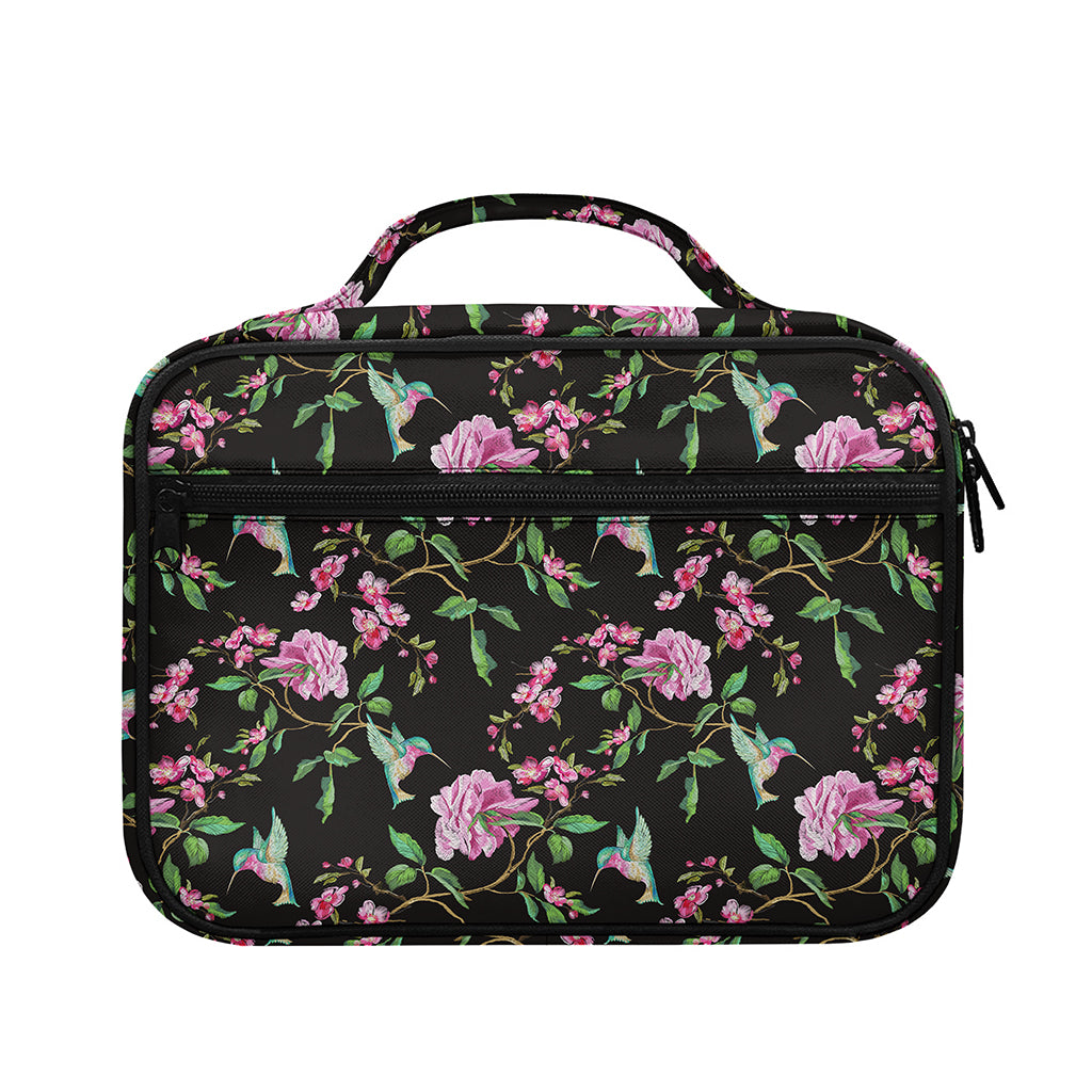 Vintage Floral Hummingbird Print Briefcase Bible Bag