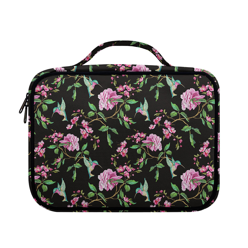 Vintage Floral Hummingbird Print Briefcase Bible Bag