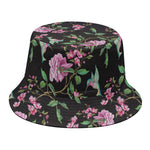 Vintage Floral Hummingbird Print Bucket Hat