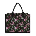 Vintage Floral Hummingbird Print Canvas Tote Bag