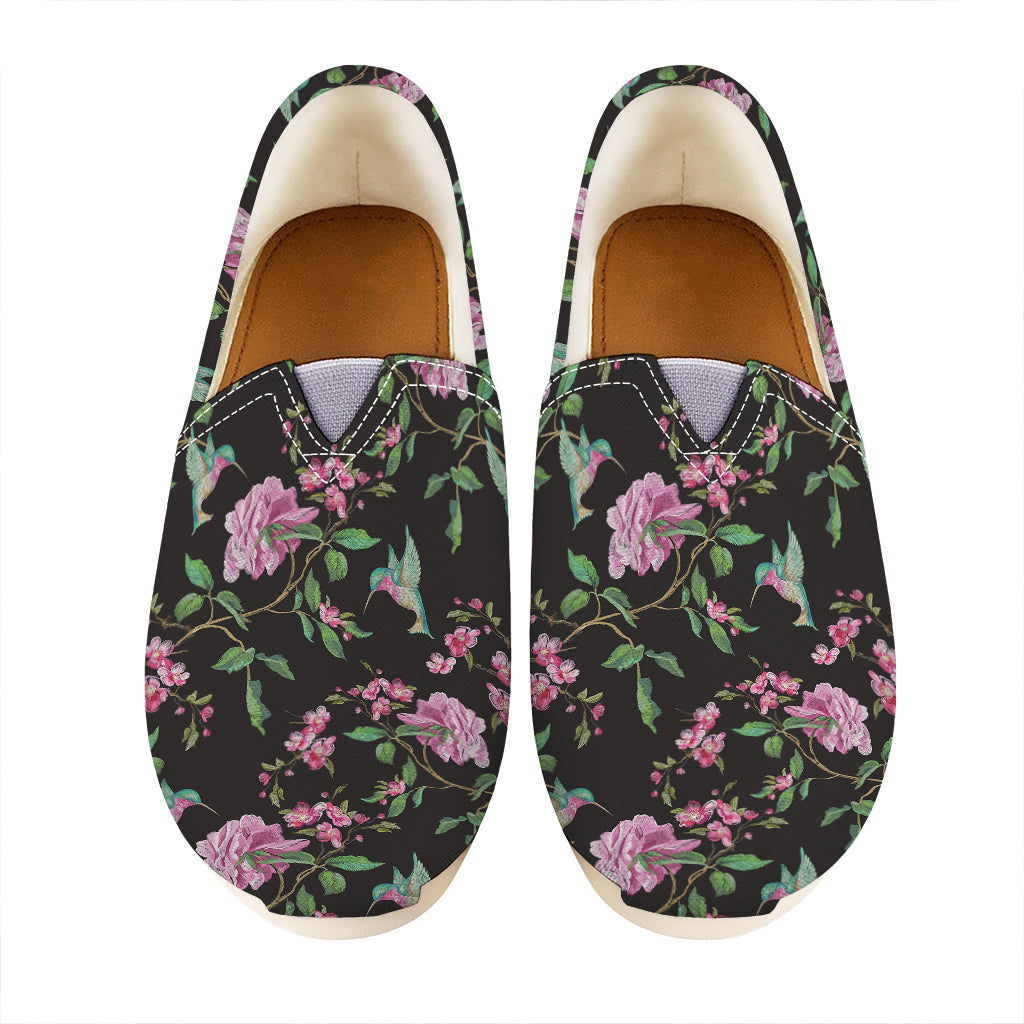 Vintage Floral Hummingbird Print Casual Shoes