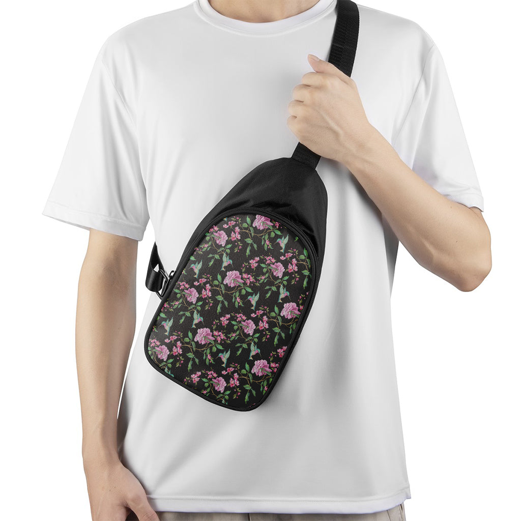 Vintage Floral Hummingbird Print Chest Bag
