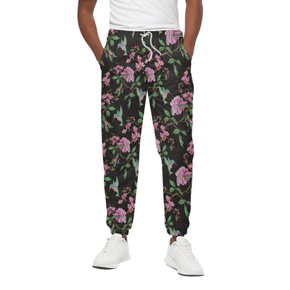 Vintage Floral Hummingbird Print Cotton Pants