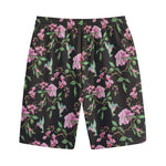 Vintage Floral Hummingbird Print Cotton Shorts