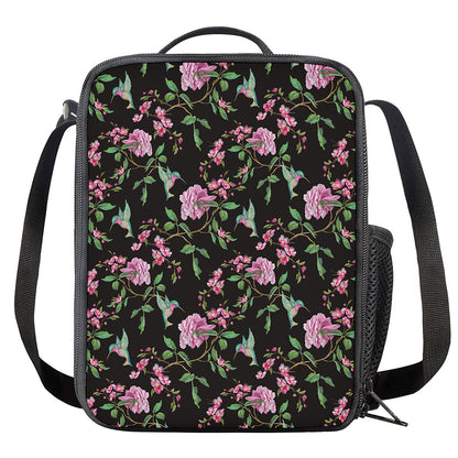 Vintage Floral Hummingbird Print Crossbody Lunch Bag