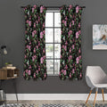 Vintage Floral Hummingbird Print Grommet Curtain Panels