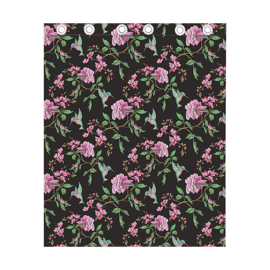 Vintage Floral Hummingbird Print Curtain