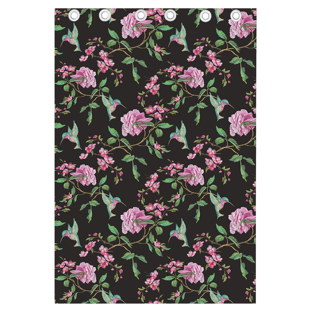 Vintage Floral Hummingbird Print Curtain