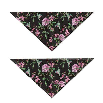 Vintage Floral Hummingbird Print Dog Bandana