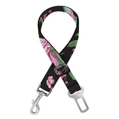 Vintage Floral Hummingbird Print Dog Seat Belt