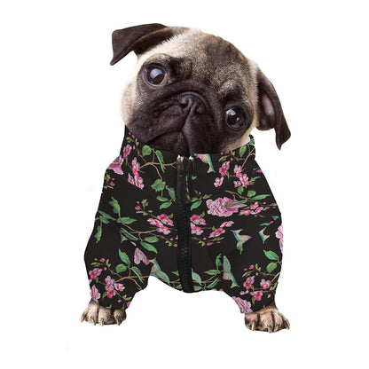 Vintage Floral Hummingbird Print Dog Zip Up Jacket