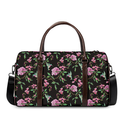 Vintage Floral Hummingbird Print Duffle Bag