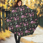Vintage Floral Hummingbird Print Foldable Umbrella