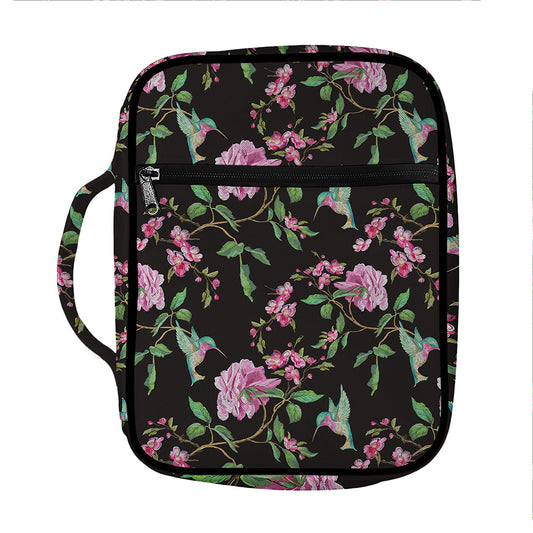 Vintage Floral Hummingbird Print Front Pocket Bible Bag