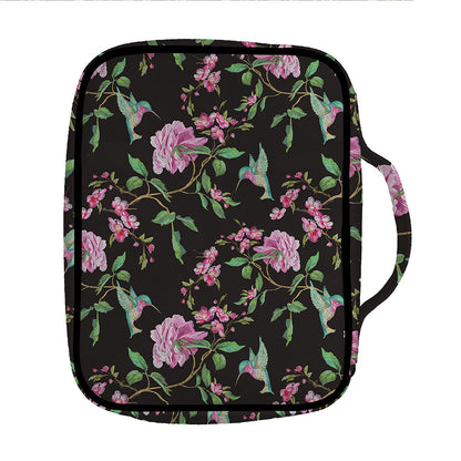 Vintage Floral Hummingbird Print Front Pocket Bible Bag