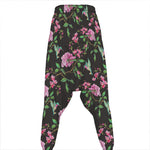 Vintage Floral Hummingbird Print Hammer Pants