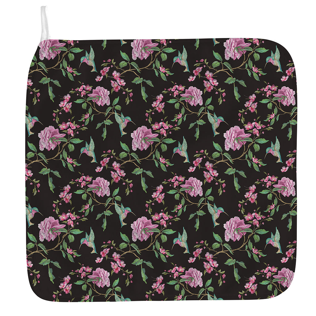 Vintage Floral Hummingbird Print Hand Towel