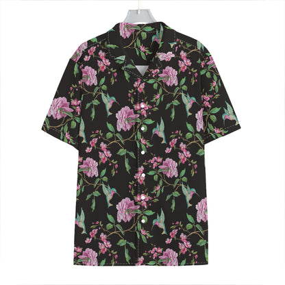 Vintage Floral Hummingbird Print Hawaiian Shirt