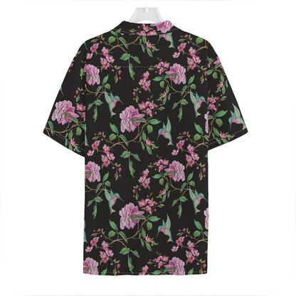 Vintage Floral Hummingbird Print Hawaiian Shirt