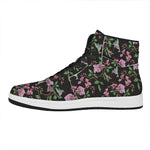 Vintage Floral Hummingbird Print High Top Leather Sneakers