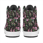 Vintage Floral Hummingbird Print High Top Leather Sneakers