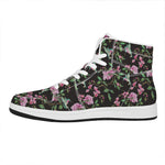Vintage Floral Hummingbird Print High Top Leather Sneakers