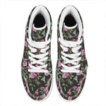 Vintage Floral Hummingbird Print High Top Leather Sneakers