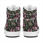 Vintage Floral Hummingbird Print High Top Leather Sneakers