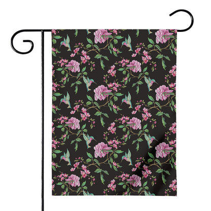 Vintage Floral Hummingbird Print House Flag