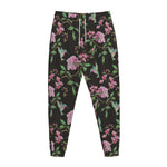 Vintage Floral Hummingbird Print Jogger Pants