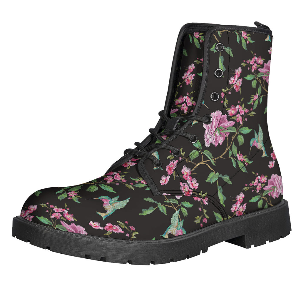 Vintage Floral Hummingbird Print Backpack