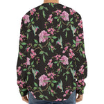 Vintage Floral Hummingbird Print Long Sleeve Baseball Jersey