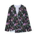 Vintage Floral Hummingbird Print Long Sleeve Short Coat