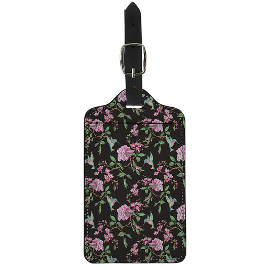 Vintage Floral Hummingbird Print Luggage Tag