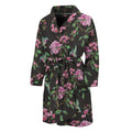 Vintage Floral Hummingbird Print Men's Bathrobe