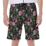 Vintage Floral Hummingbird Print Men's Beach Shorts
