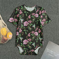 Vintage Floral Hummingbird Print Men's Bodysuit
